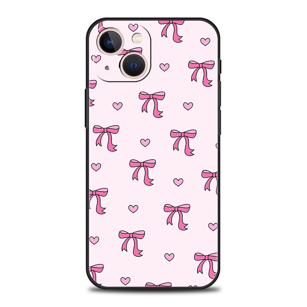

Роскошный мягкий чехол из ТПУ для iPhone 17 Air 16E 16 11 15 14 Pro MAX 12 13 7 8 Plus X XR XS SE 2022, чехол, милое розовое сердце с бантом iPhone 14 Plus