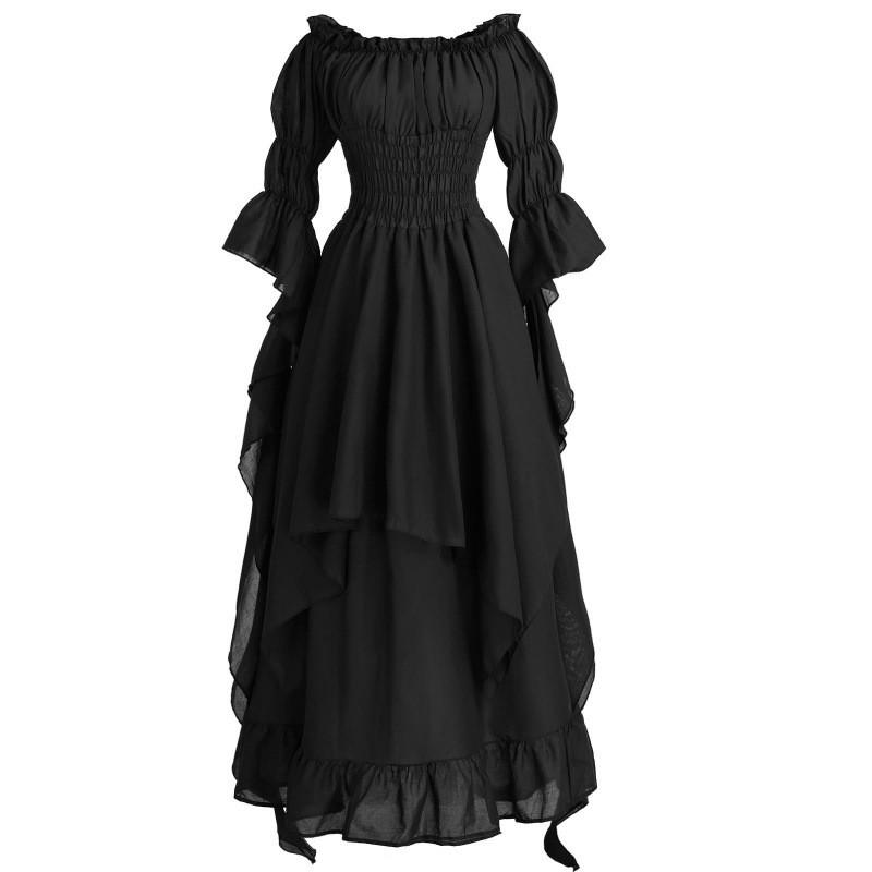 Renaissance Gothic Alluring Dress For Women Stunning Stage Costume In Black Burgundy White