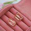 Ovanliga Rose Gold Färg Damörhängen Vardagliga Fina Smycken Minimalistisk Geometri Naturlig Zirkon Hängande Örhänge Mode