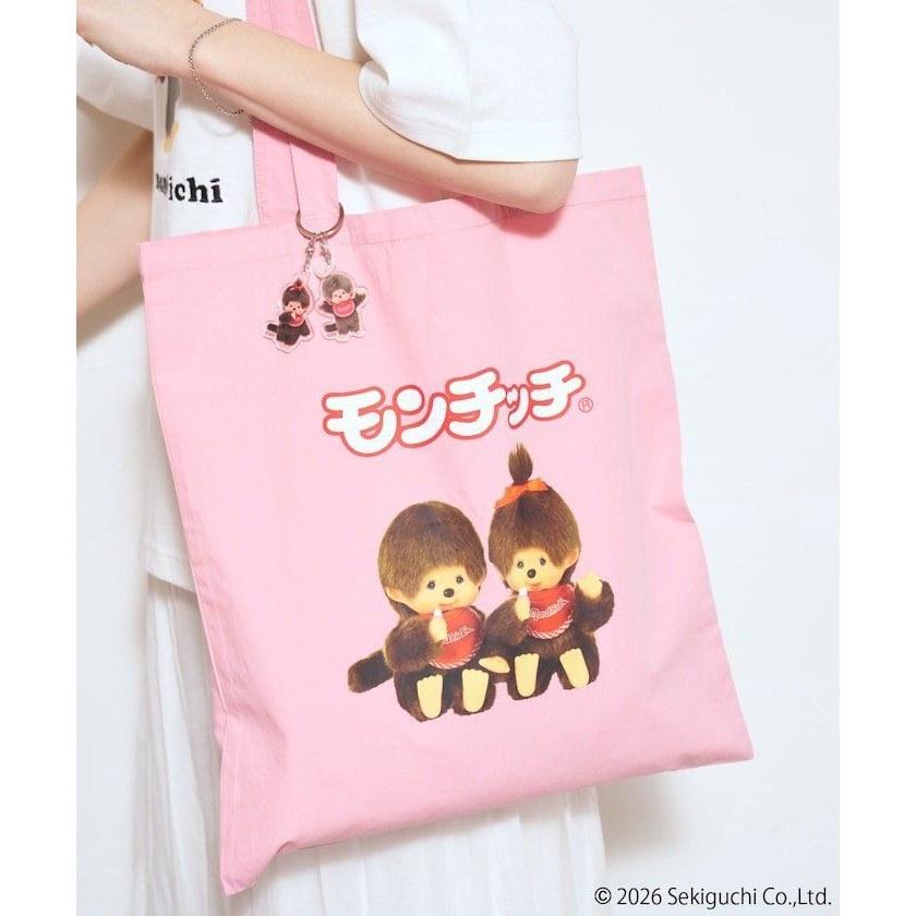 FREAKS STORE Charm Attached Monchhichi Tote Bag Limited Edition Beige Pink
