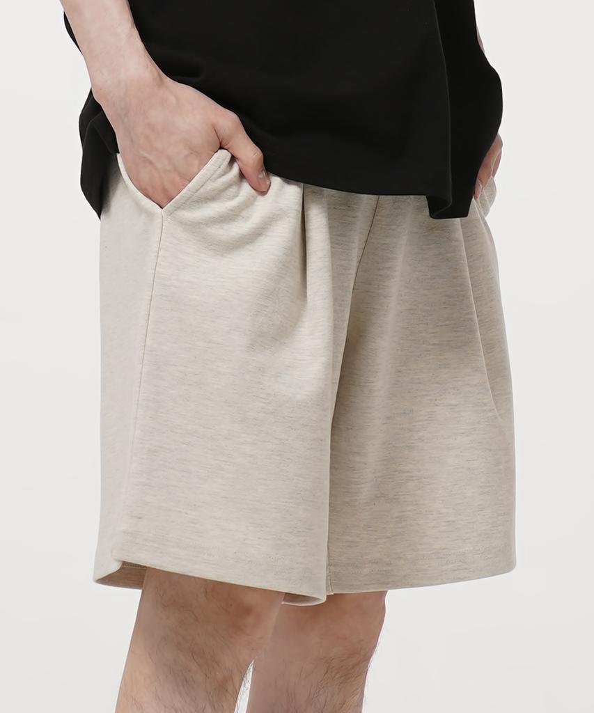 GAKKAI UNIONS One-Pleat Sweat Shorts Oatmeal