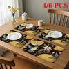 4pcs/6pcs Rectangular Placemats Suitable for Home & Restaurants - Vintage Botanical Table Mats with Floral Bird Design, Heat-Resistant Durable, Easy-t