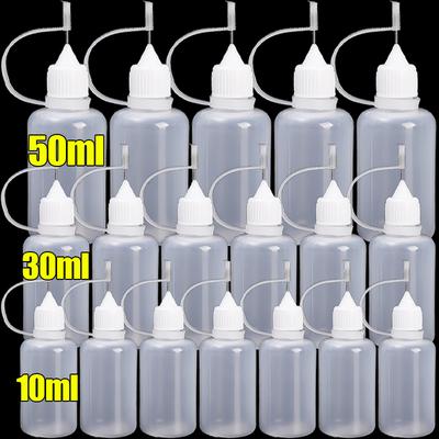 50/5pcs Plastic Squeezable Tip Bottle Refillable Applicator Bottles with Needle Tip Caps for Glue Pigment Oil Liquids Dispenser
