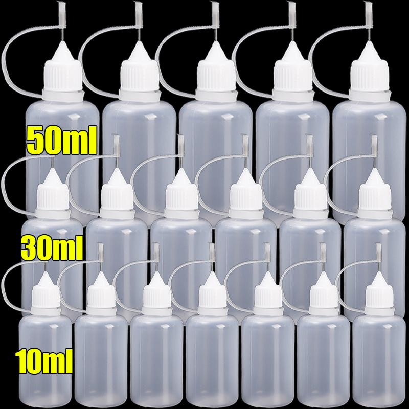 50/5pcs Plastic Squeezable Tip Bottle Refillable Applicator Bottles with Needle Tip Caps for Glue Pigment Oil Liquids Dispenser