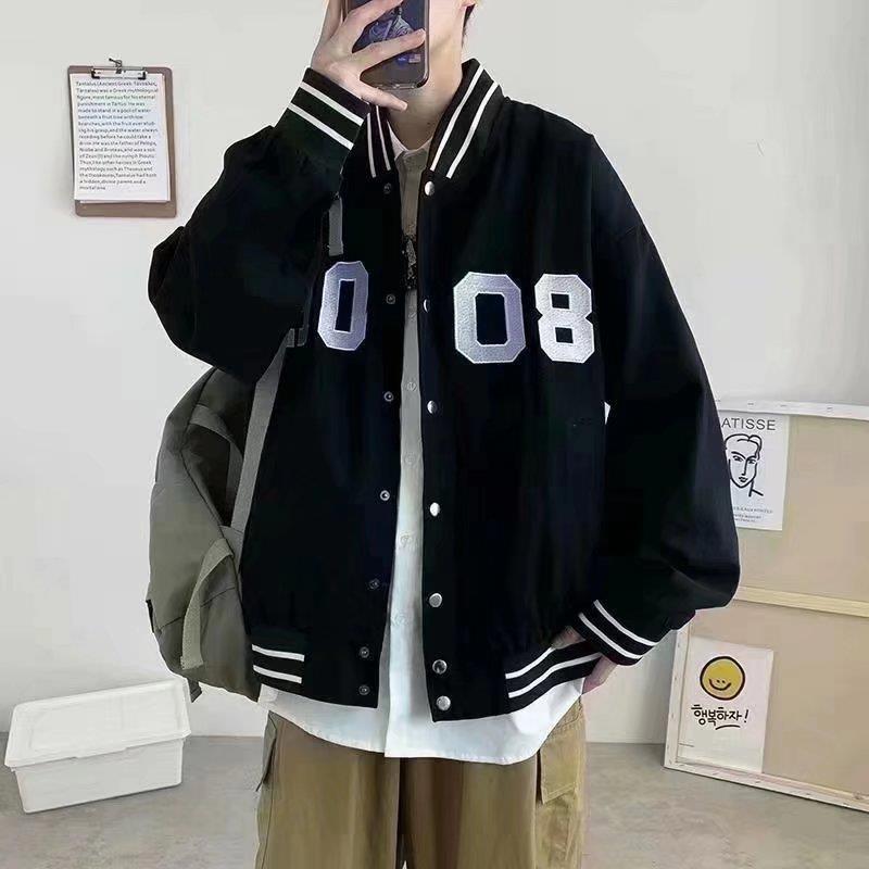Men's Ins Style Winter Baseball Jacket - Trendy, Loose, Thickened for Spring & Autumn