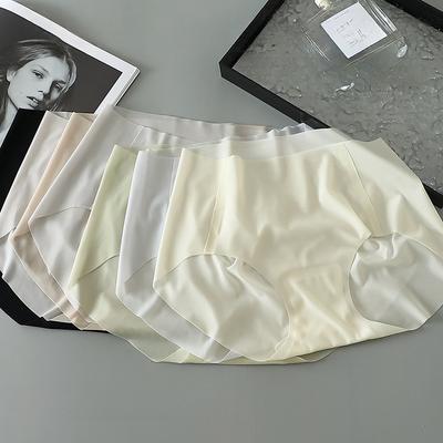 Einfarbig Eis-Haut Gesichtsmaske Höschen Leicht Atmungsaktiv Unsichtbar Hohe Taille Wegräumen Bauch Damenhöschen
