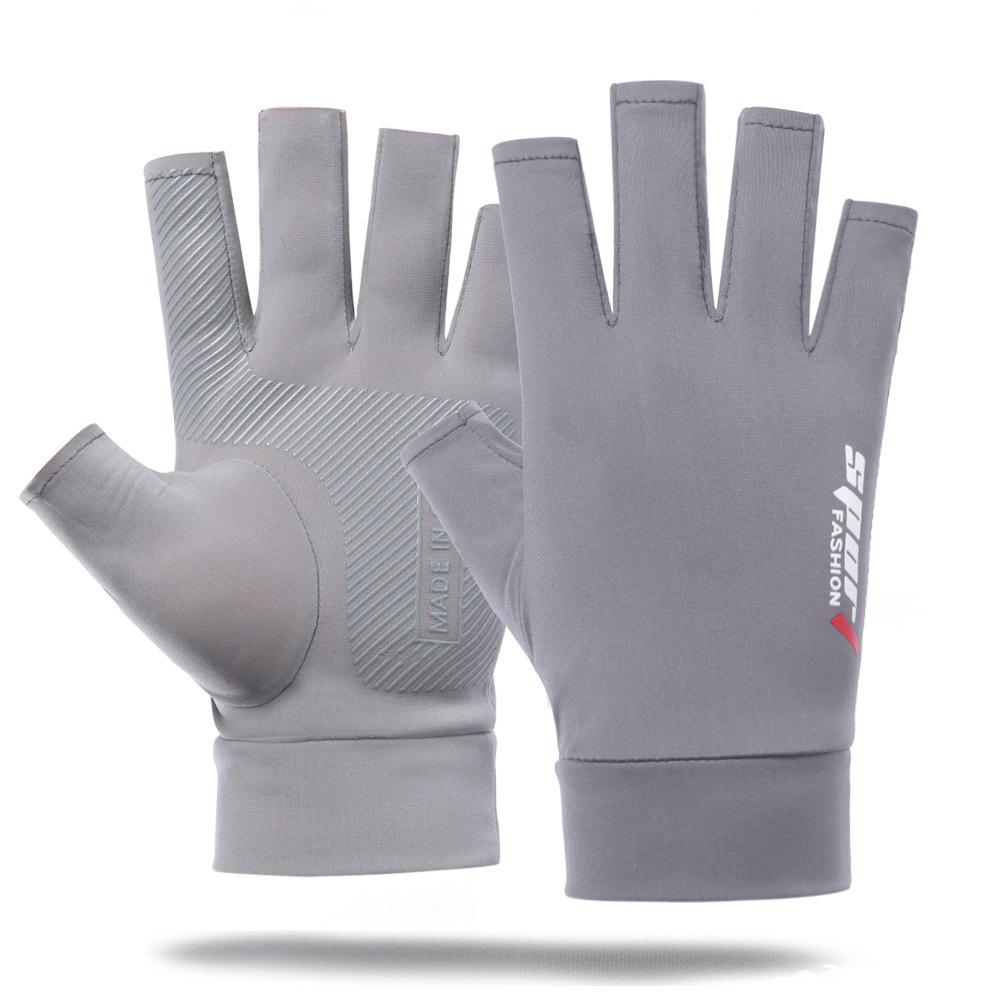 Sunscreen Gloves for Men and Women In Summer Thin Breathable Anti  Slip Ice Wire Leak Two Finger Fishing Cycling and Driving Fishing Gloves