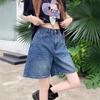 Retro Blue Korean-Style Wide-Leg Denim Shorts for Women - Comfortable and Slimming Five-Point Design with Loose Fit
