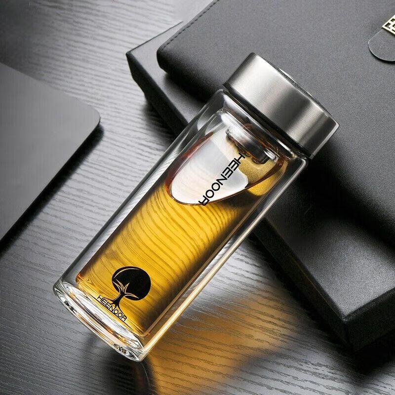 Heenoor Double Wall Borosilicate Glass Tea Cup with Lid