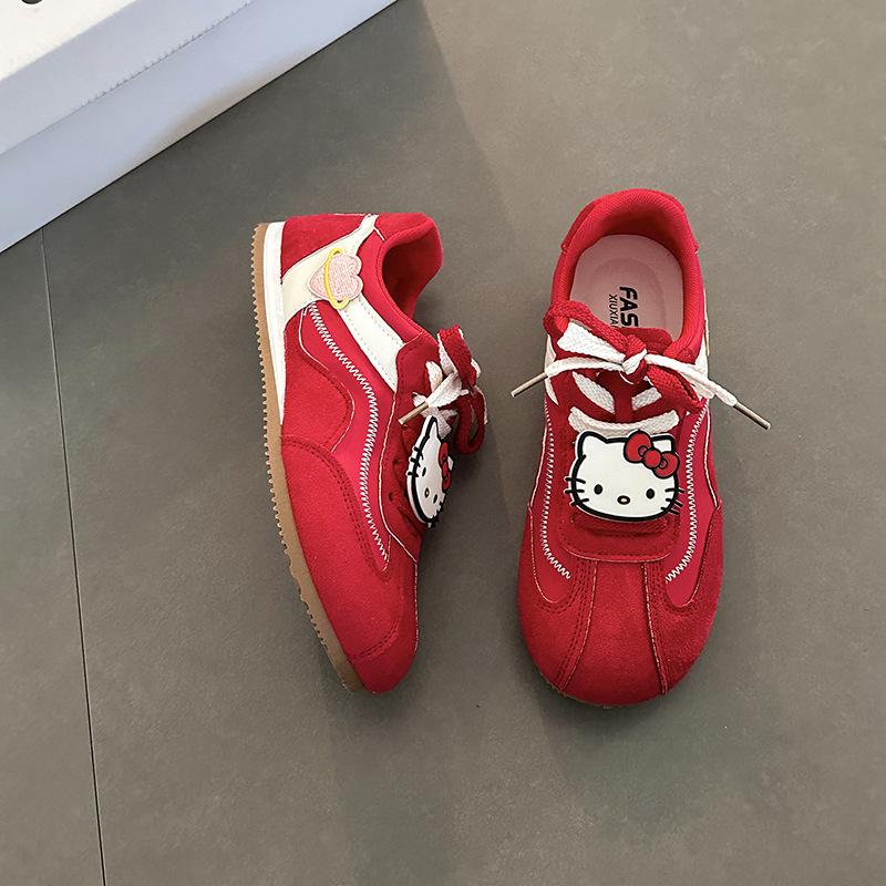 Cartoon cute Hello Kitty sports training shoes autumn and winter retro versatile simple commuter girls casual shoes single shoes