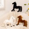 Cute Simulation Black Pony Doll Plush Toy Small White Horse Zodiac Horse Doll Children Soothing Doll