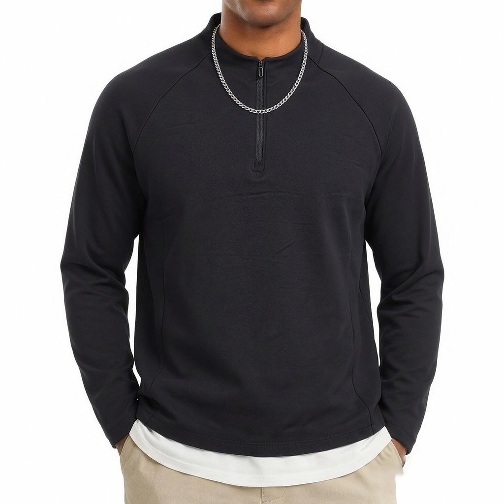 Men's Winter Half Zip Lined Sweatshirt with Stand Collar Long Sleeve Stretch Outdoor Fitness Pullover