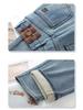 Women's Light Blue Retro Straight-Leg Jeans: 2024 Plus Velvet Thickened Wide-Leg Pants for Autumn/Winter.