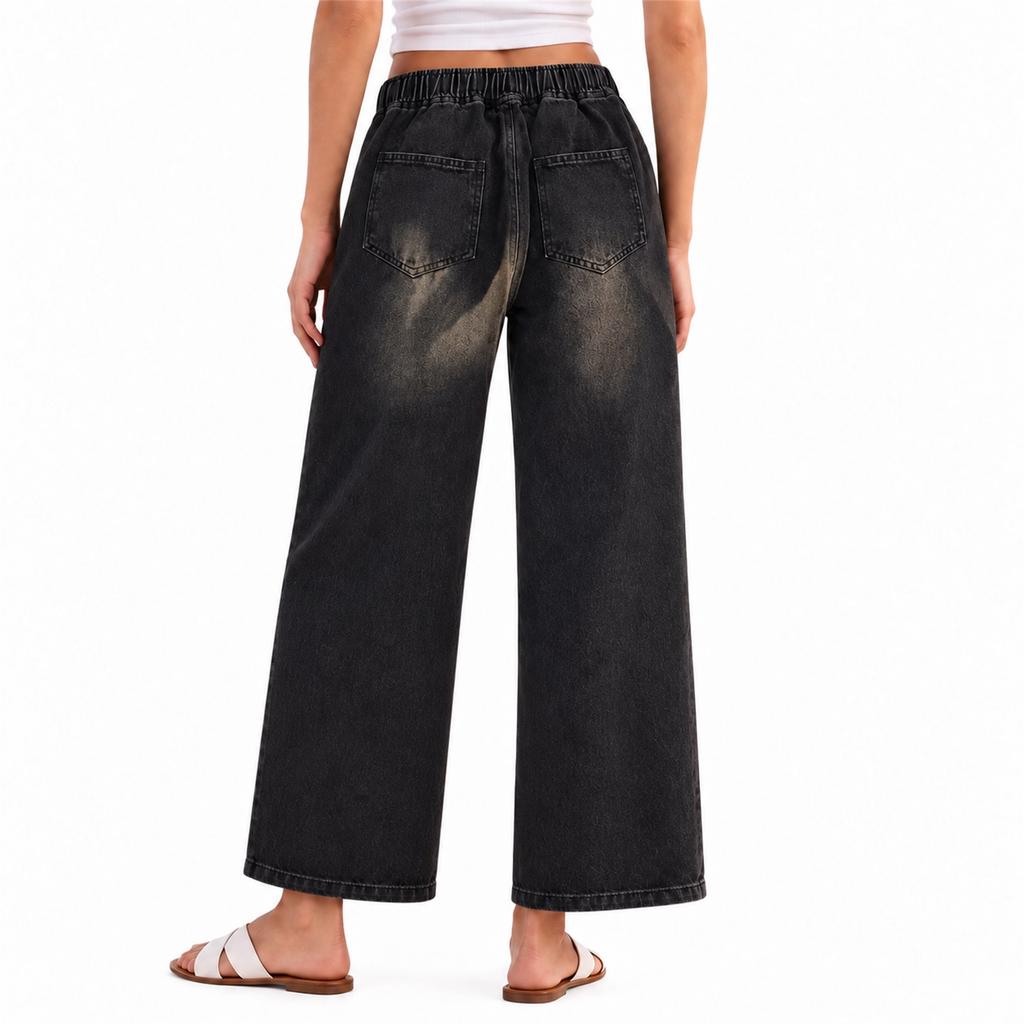 Women's High Waisted Wide Leg Straight Jeans Loose Fit Versatile Denim Pants for Spring Fall