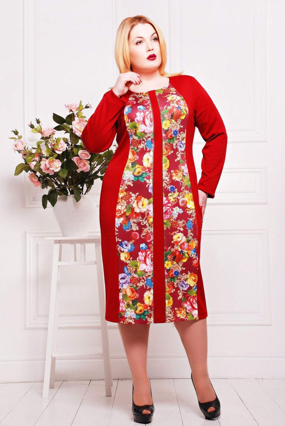 

Сукня з принтом троянди Tatiana НАНА 5XL червоний