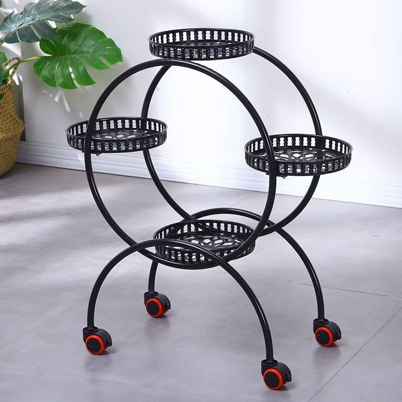 Movable Iron Multi-Tier Flower Pot Stand