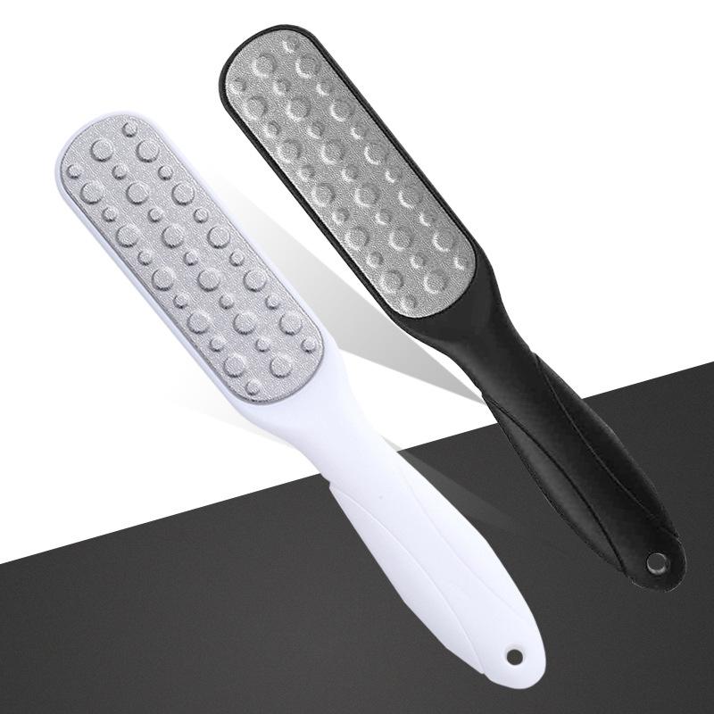 Double-Sided Pedicure Device with Exfoliating Grit Noodles and Fine Sand Surface