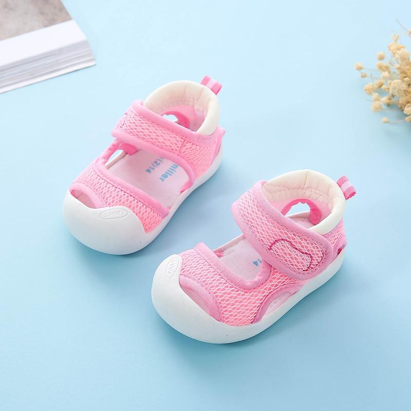 Baby learning-to-walk shoes, boys' and girls', anti-kick breathable wear-resistant toddler sandals, 1–3 years old , Fumeier soft sole anti-slip