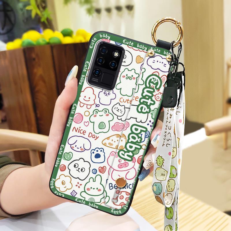 Kickstand Dirt-resistant Phone Case For Oukitel C21 Fashion Design Anti-knock Wrist Strap Back Cover Cute Waterproof