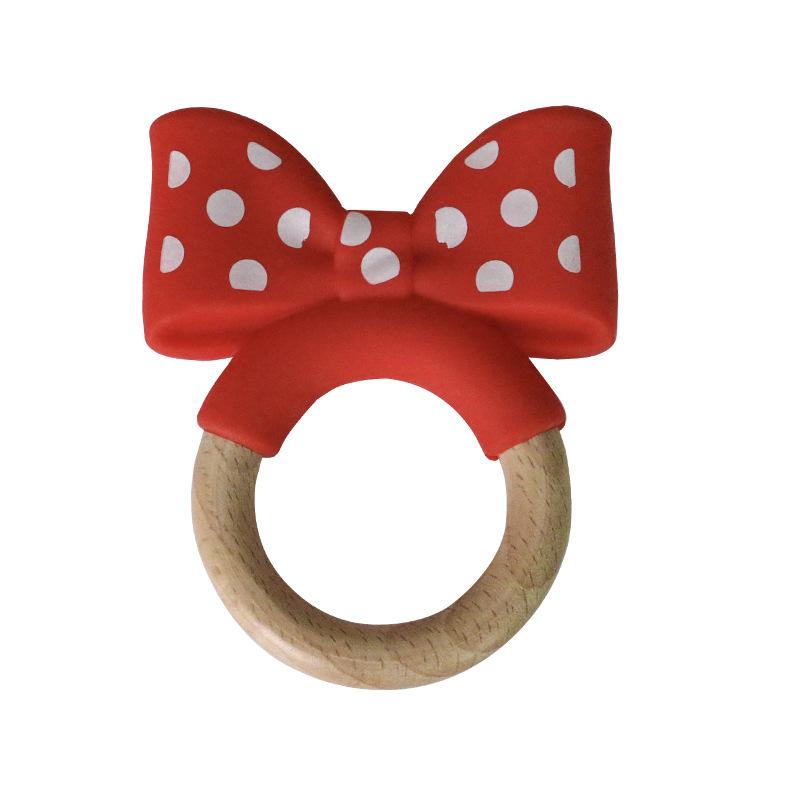 Non-Toxic 1Pc Baby Silicone Teether Toy Bpa Free Infant Wooden Ring Health Care Teething Chewing Toys Newborn Gifts For Baby Accessories