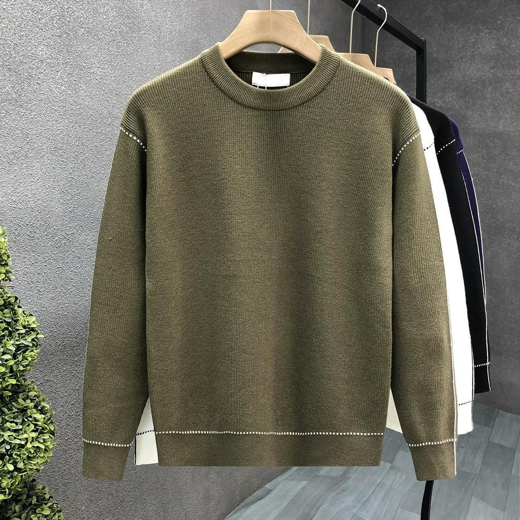 Men's Korean Style Contrast Stitch Knit Sweater - Autumn/Winter Trend 2025