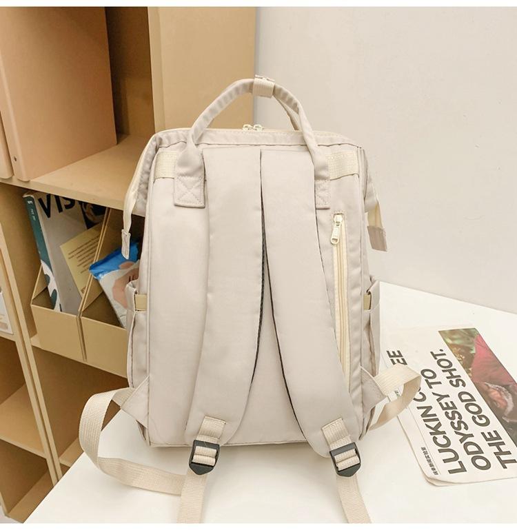 Nylon Middle School Student Schoolbag Waterproof Solid Color Backpack Large Capacity