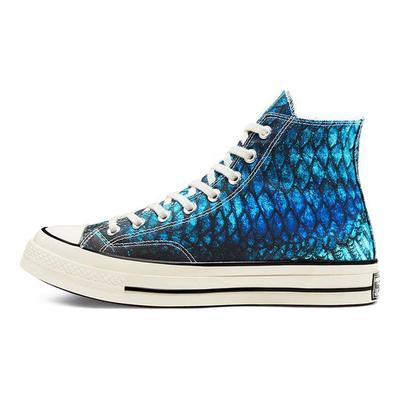 1970s Animal Print Chuck High-Top Canvas Shoes Unisex Sneakers Blue 167486C