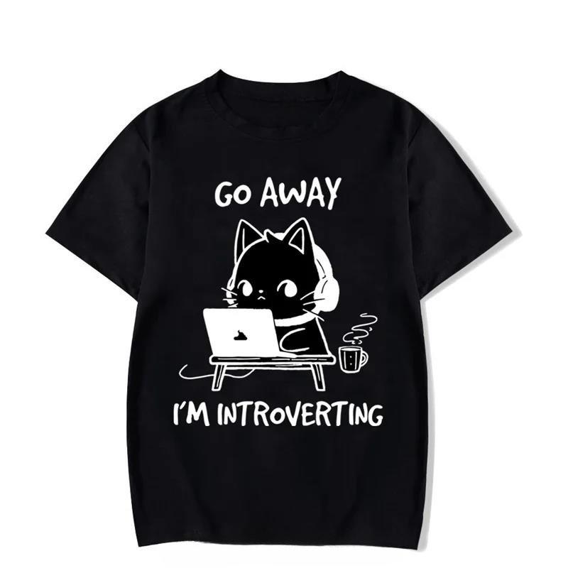 Cute Cat Go Away I m Introverting T-shirt M
