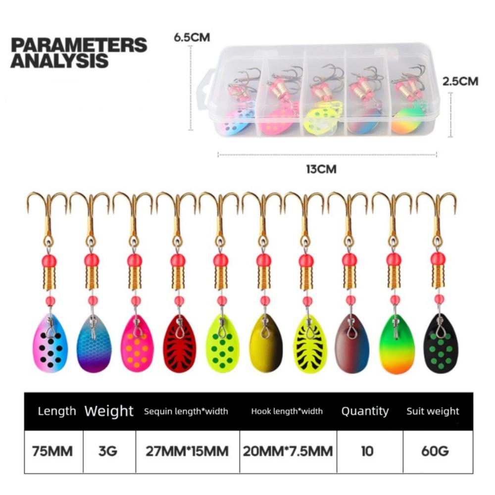 10 шт. Новые металлические вращающиеся блесны 3 г Разноцветные искусственные приманки Спиннер Рыболовные воблеры Рыболовные аксессуары