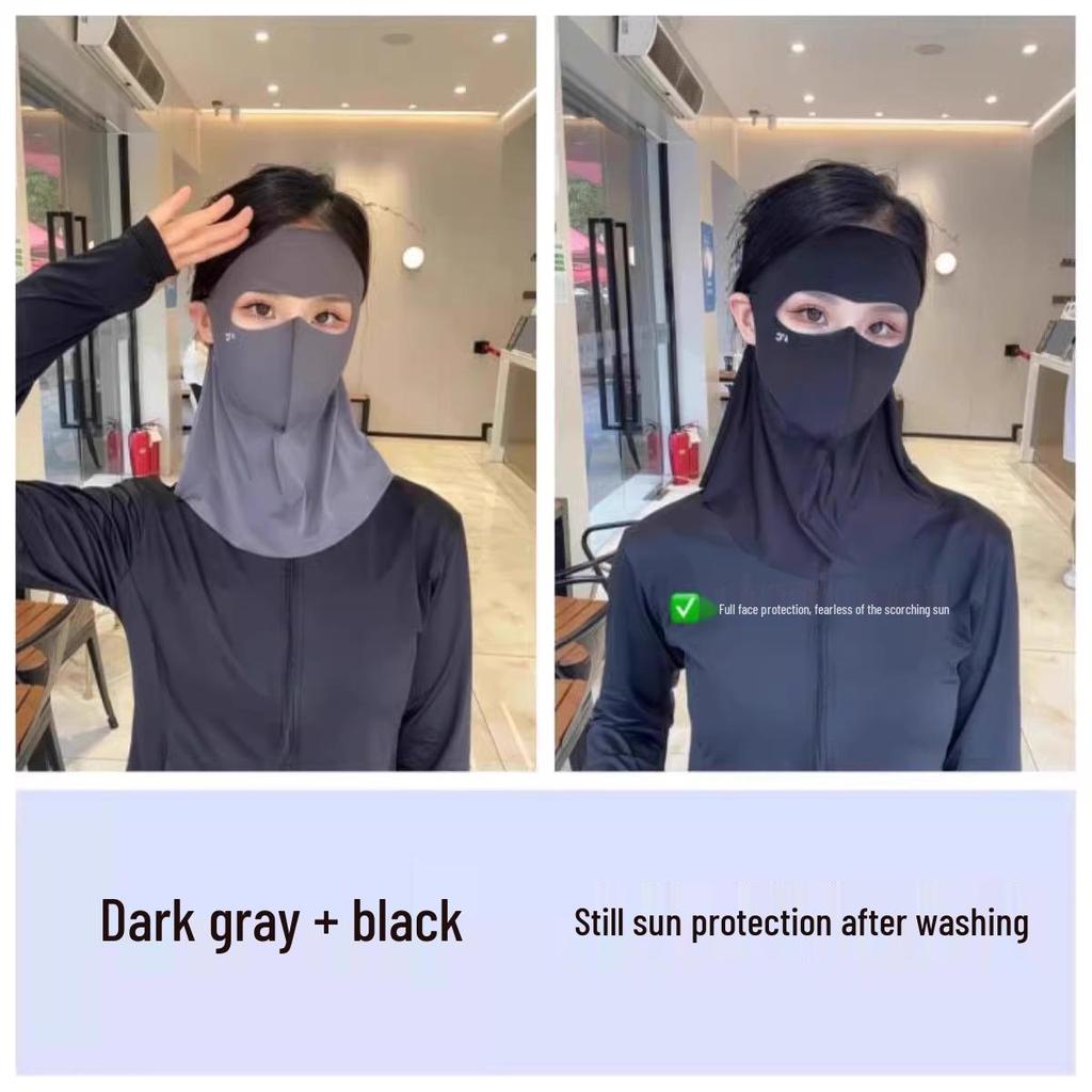 2025 Verão Feminino Proteção UV Seda Gelo Escudo para Rosto e Pescoço