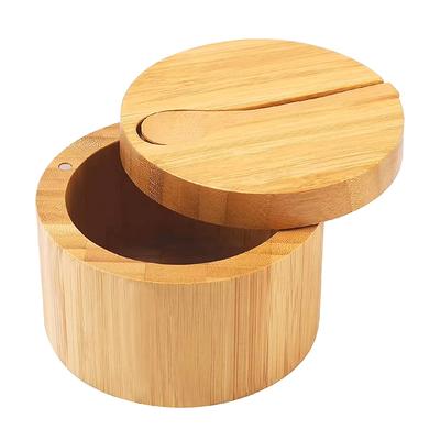 Bambu Tuzluk Mini Kaşıklı Mutfak Tuz Kutusu Kapaklı Biber Baharat Çeşniler Tuz Kavanozu Saklama Kabı