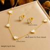 Gold Plated Mother of Pearl Heart Necklace Earrings Set Dainty Love Pendant Jewelry
