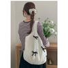 Retro Polyester Knit Tote Bag for Women Bow Woven Shoulder Handbag KTB