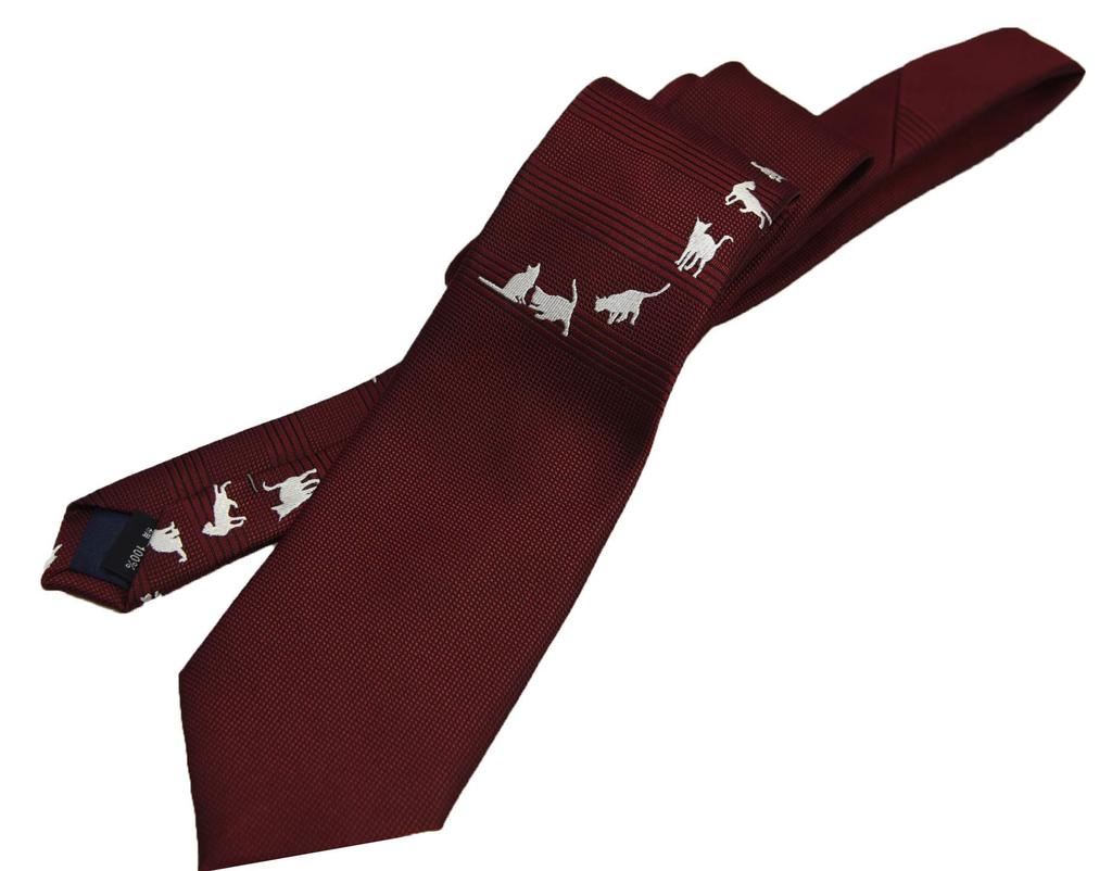 Yukii Cat Necktie with Gift Made In Luxury Panel Necktie for Japanese Cat Motif Nishijin-ori Wrapping, Stylish, Japan, 100% Silk, Business, Pattern,