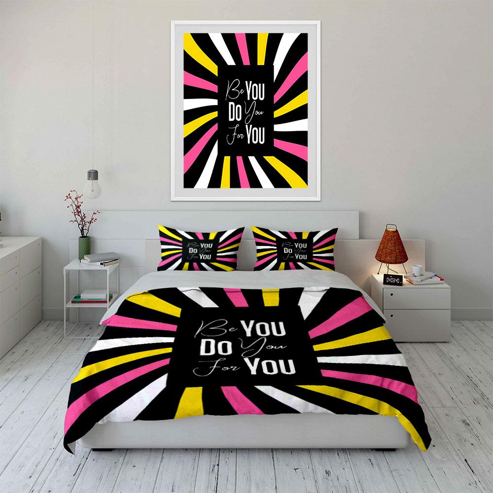 Bold Motivational Stripes Bedding Duvet Cover Set Duvet Cover Pillowcases (1*Duvet Cover 2*Pillowcases, without duvet insert)