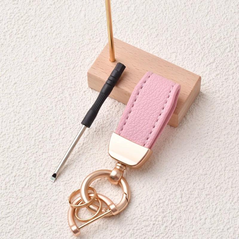 1PC Goat Pattern High-end Keyring New French Car Keychain Hardware Key Holder High Quality Lambskin Leather Keychain