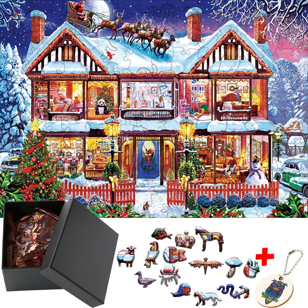 Christmas Wooden Puzzles for Adults Kids Craft Toys Intelligence Cube Learning & Education Building Blocks DIY Brain Teasers