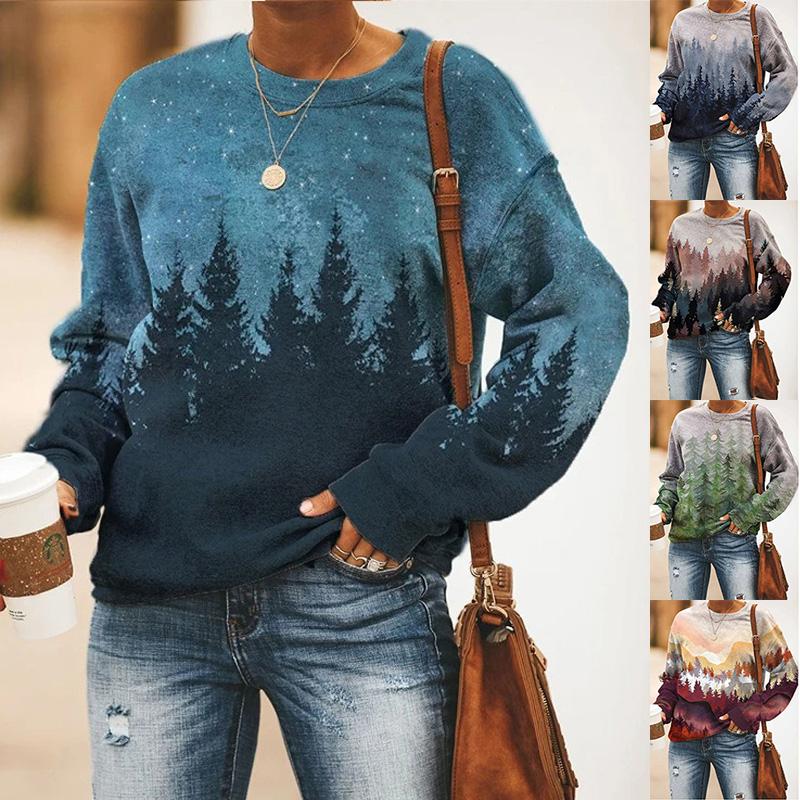 Женская толстовка из полиэстера с пейзажным принтом. Расцветки в ...