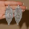 Heavy Industry Fashion Light Luxury Feather Tassel High-End Earrings Women'S Full Diamond Dress Wedding Dress Earrings Stud Earrings Accessories