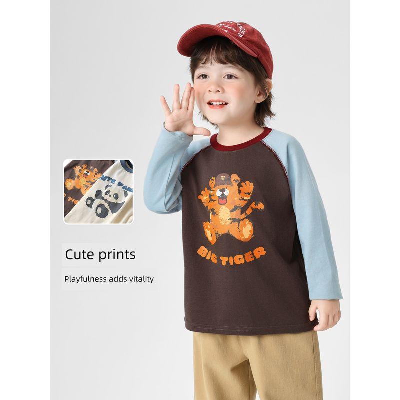 Right European Style Boys' Long-Sleeve T-Shirt with Cartoon Raglan Sleeves, 2026 Spring and Autumn New Children's Clothing, Baby Top, Base Shirt