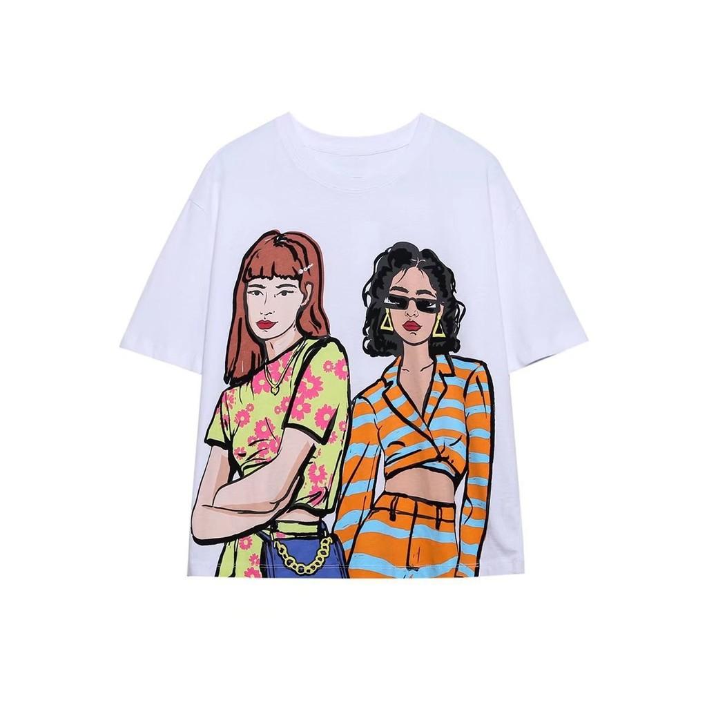 Pure Cotton Graffiti T Shirt With Short Sleeves For Summer Casual Wear