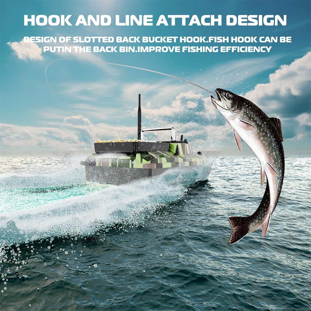 New Remote Control Fishing Bait Boat Dual Motor Fish Finder 4KG Loading Support Automatic Cruise/Route Correction Camouflage Bait Boat Fishing Gear