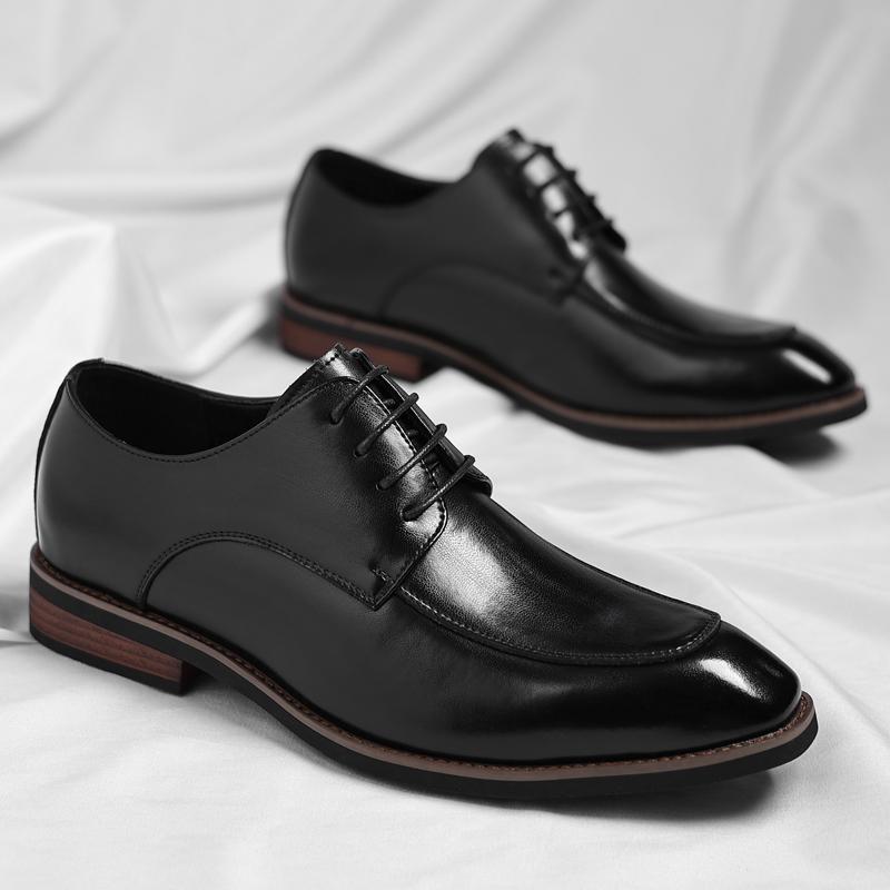 Business Dress Men Shoes Lace Up Classic Leather Men s Formal Shoes Comfortable Outdoor Wedding Oxfords Dress Shoes Men 37 чёрный