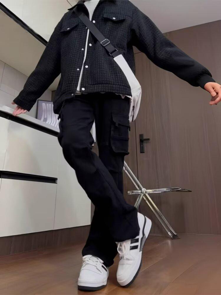 2025 Retro High Street Men's Wide-Leg Cargo Pants: Fashion Trend Casual Wear