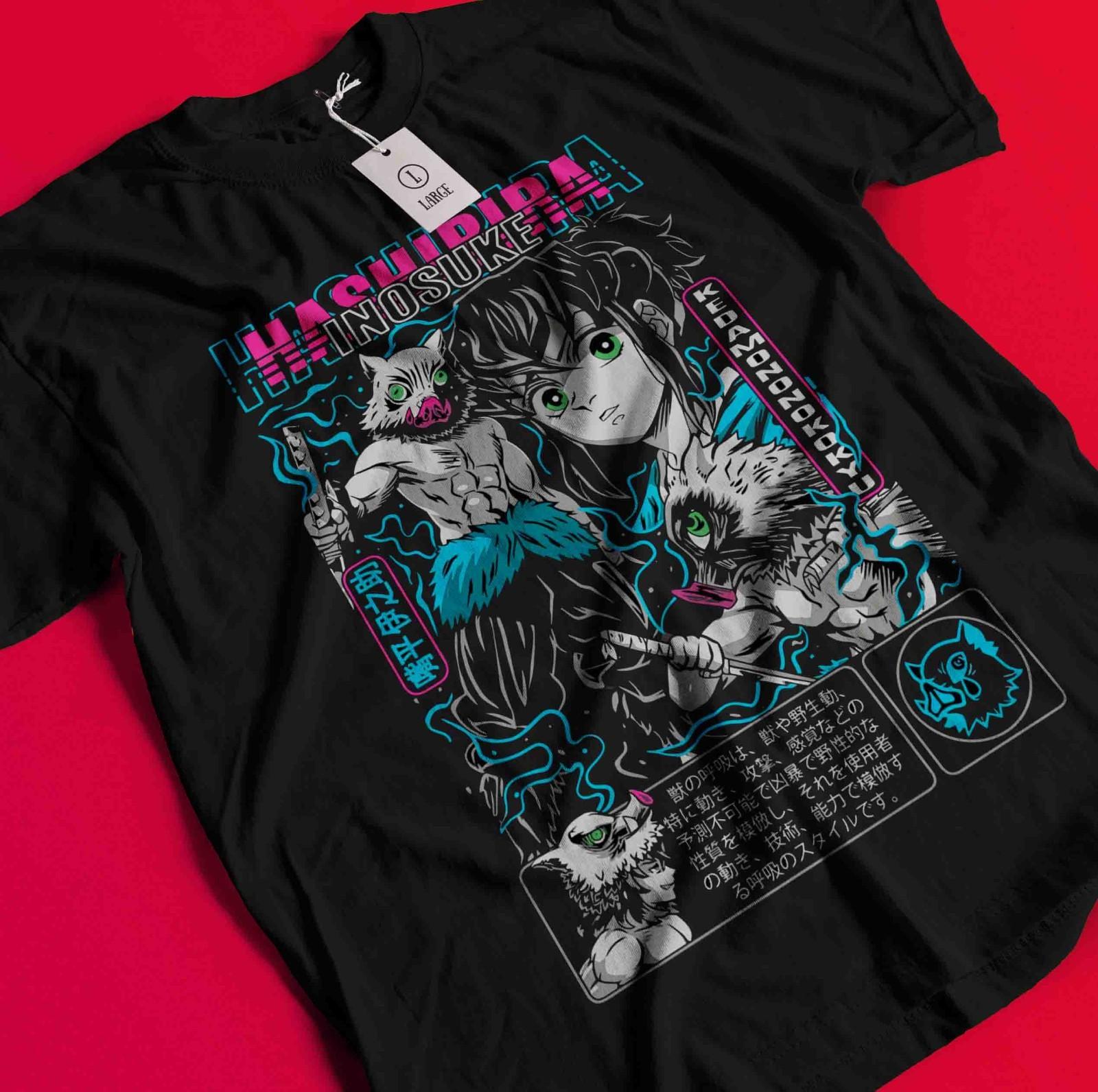 Demon Slayer Shirt Inosuke Tshirt Zenitsu T-Shirt Muzan Tanjiro Doma Kokushibo BB564 M