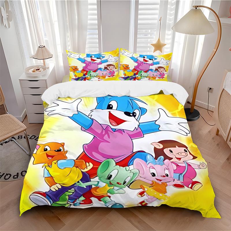 Happy Cartoon Friends Print 3Pcs Bedding Set,Duvet Cover with 2 Bedro,Pillowcase Home Birthday Gift