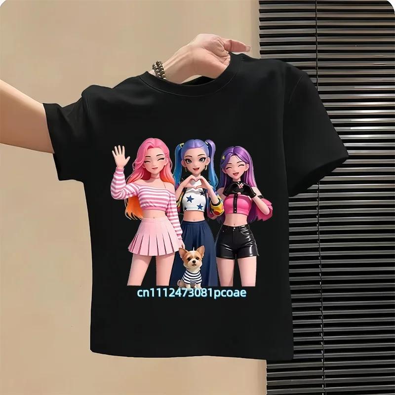 Kpop Childrens T Shirt Cartoon Graphic Short Sleeve Summer Comfortable Top Funny Gift for Fans Harajuku TShirts Girls Clothes