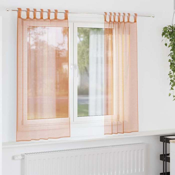 VidaXL Rideaux en voile avec boucles 2 pcs terre cuite 140x140 cm, rideau en filet, rideau transparent, voile de fenêtre, 4102321