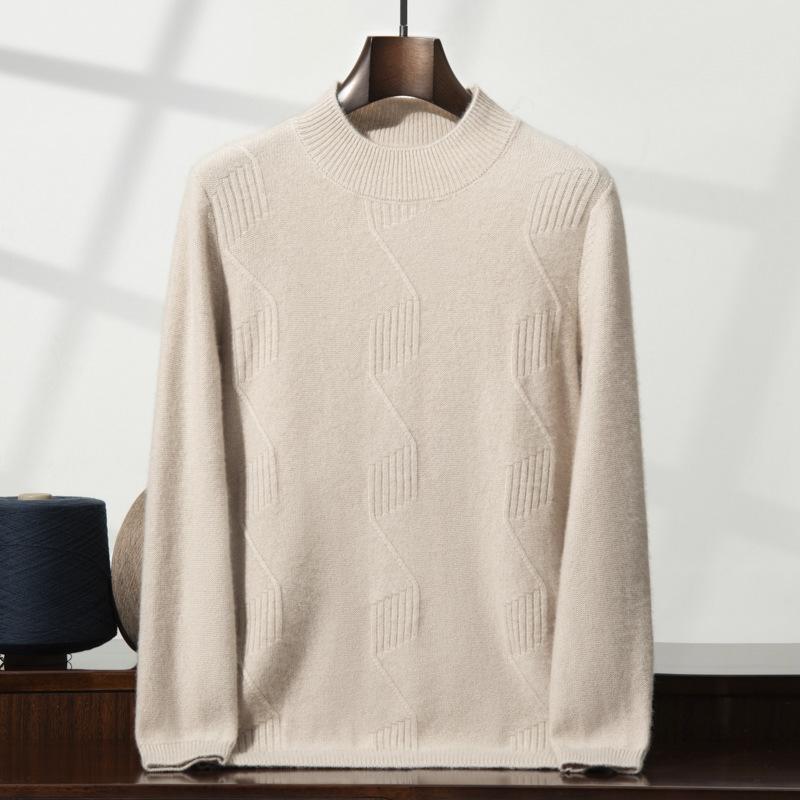2025 high-end 100 cashmere shirt semi-turtleneck loose thickened inner sweater