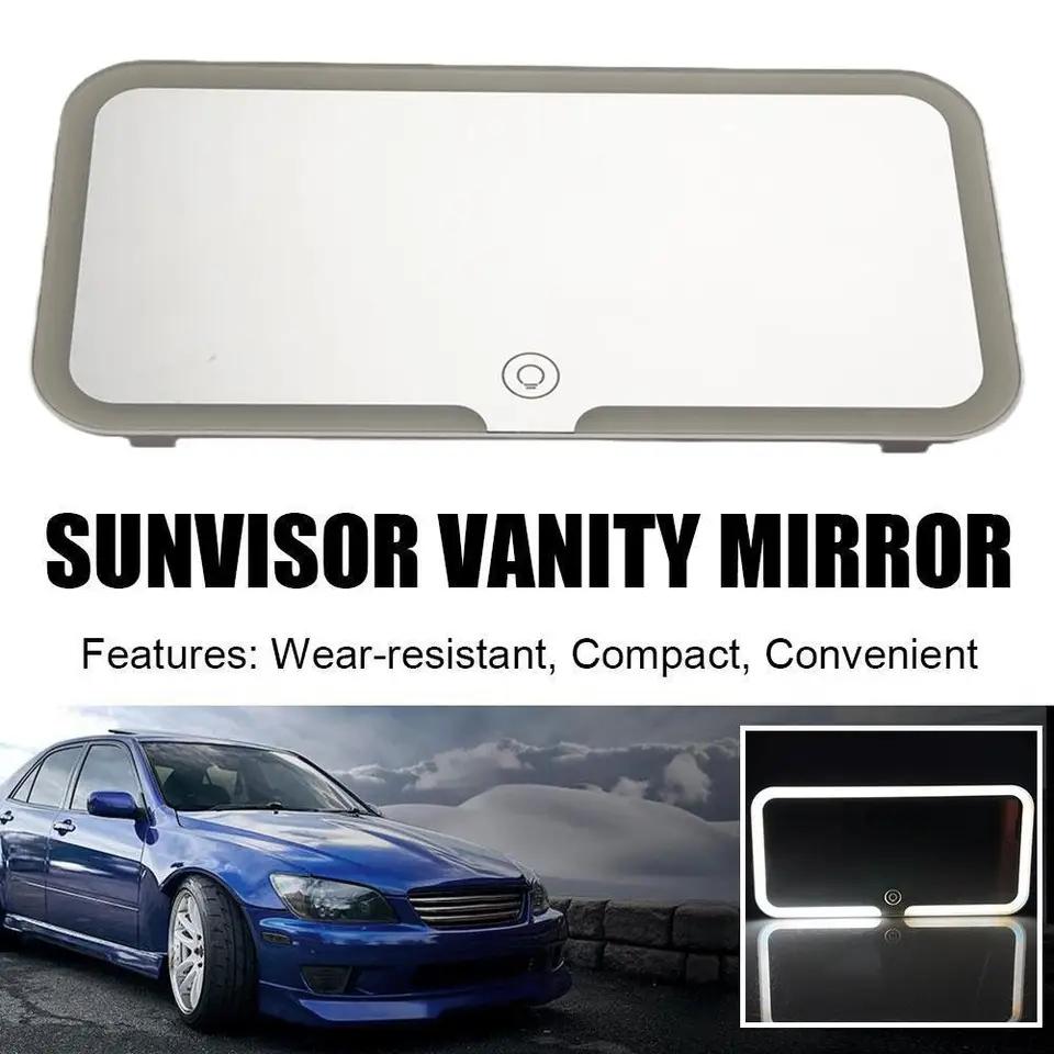 Ultra Thin LED Car Makeup HD Mirror Sunshade Makeup Hanging Mirror USB Charge Autom Cosmetic Mirror Touch Screen Dimmable Light